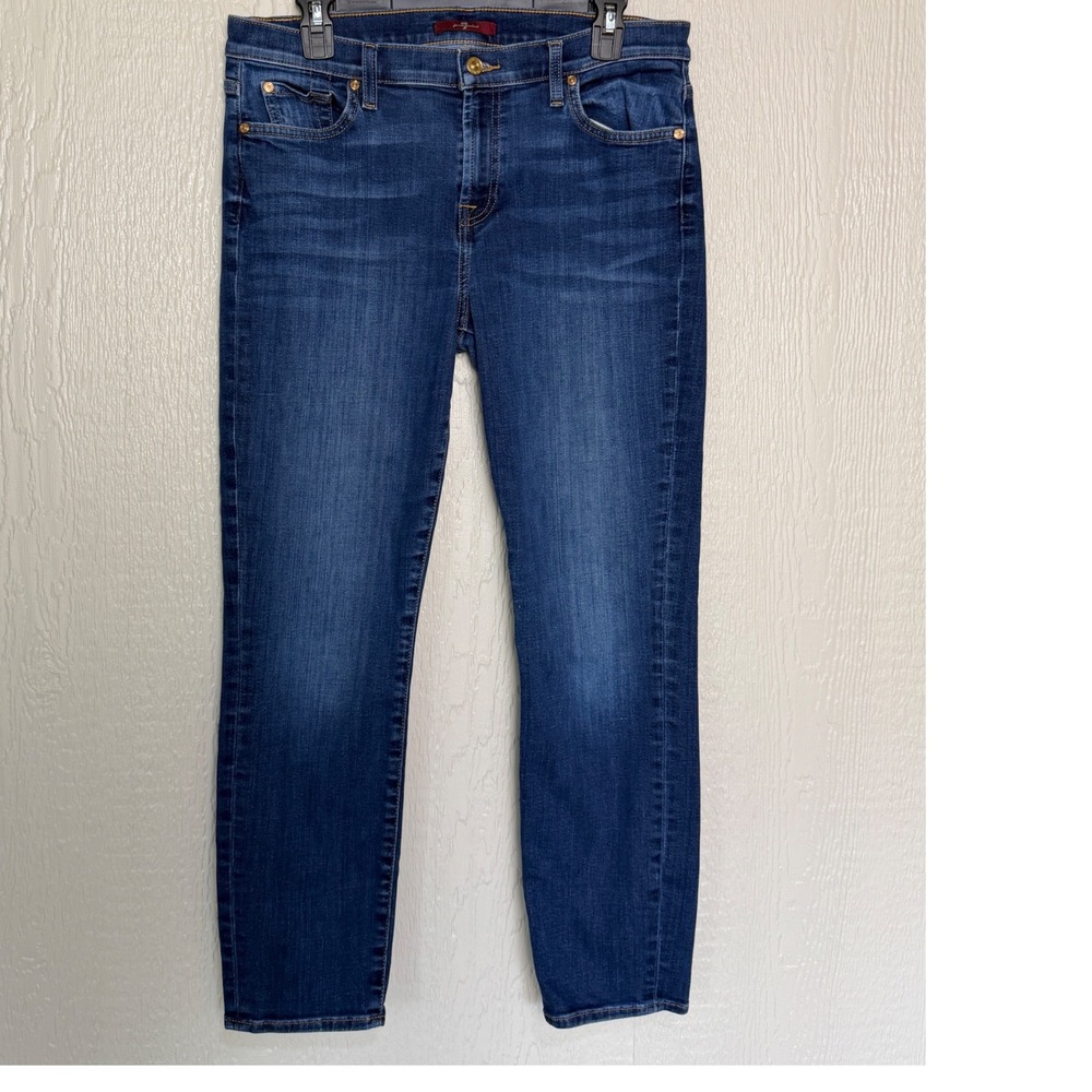 7 For All Mankind Womens Skinny Jeans Blue Denim Size 32 Medium Wash